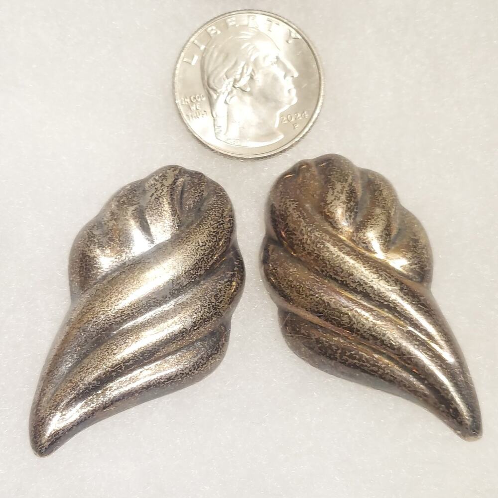 Large MCM Pegasus Wings Sterling Silver Patina Clip On Earrings 925 Mexico 0-40
